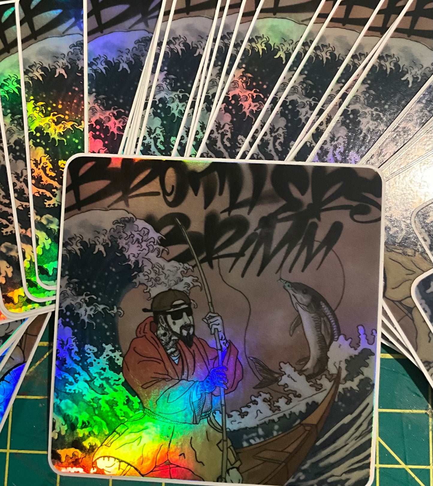 Holographic Great Wave Sea Session Sticker