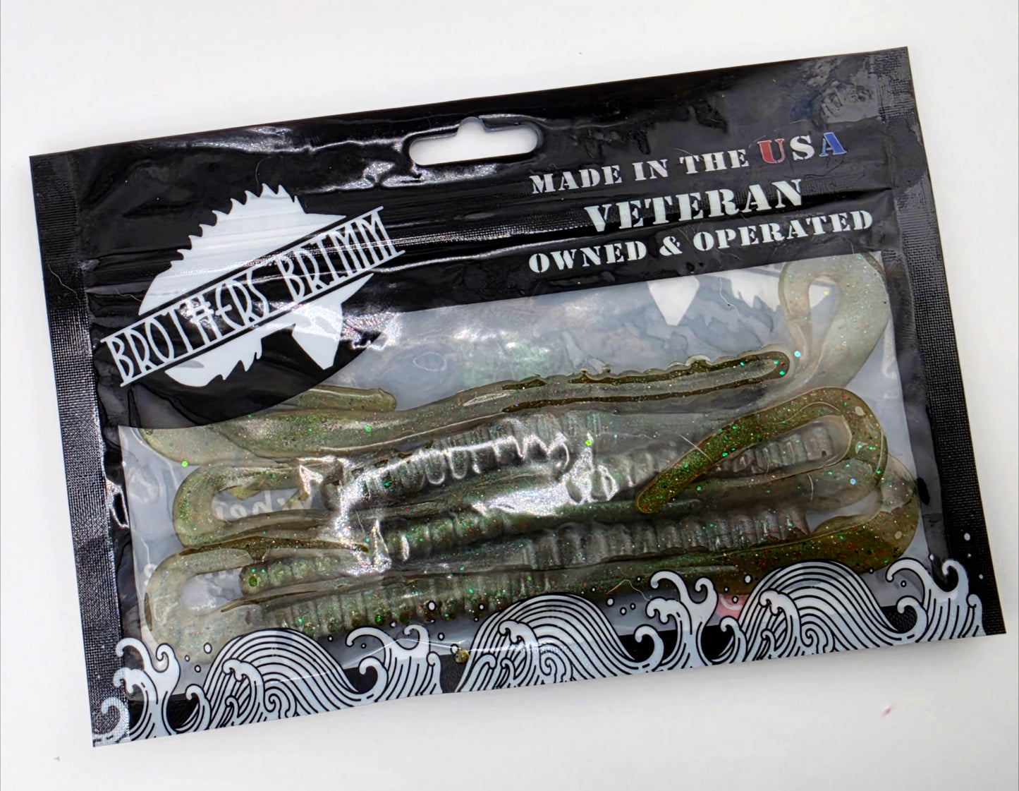 6 in ribbon tail worm- Green pump/ blue gill