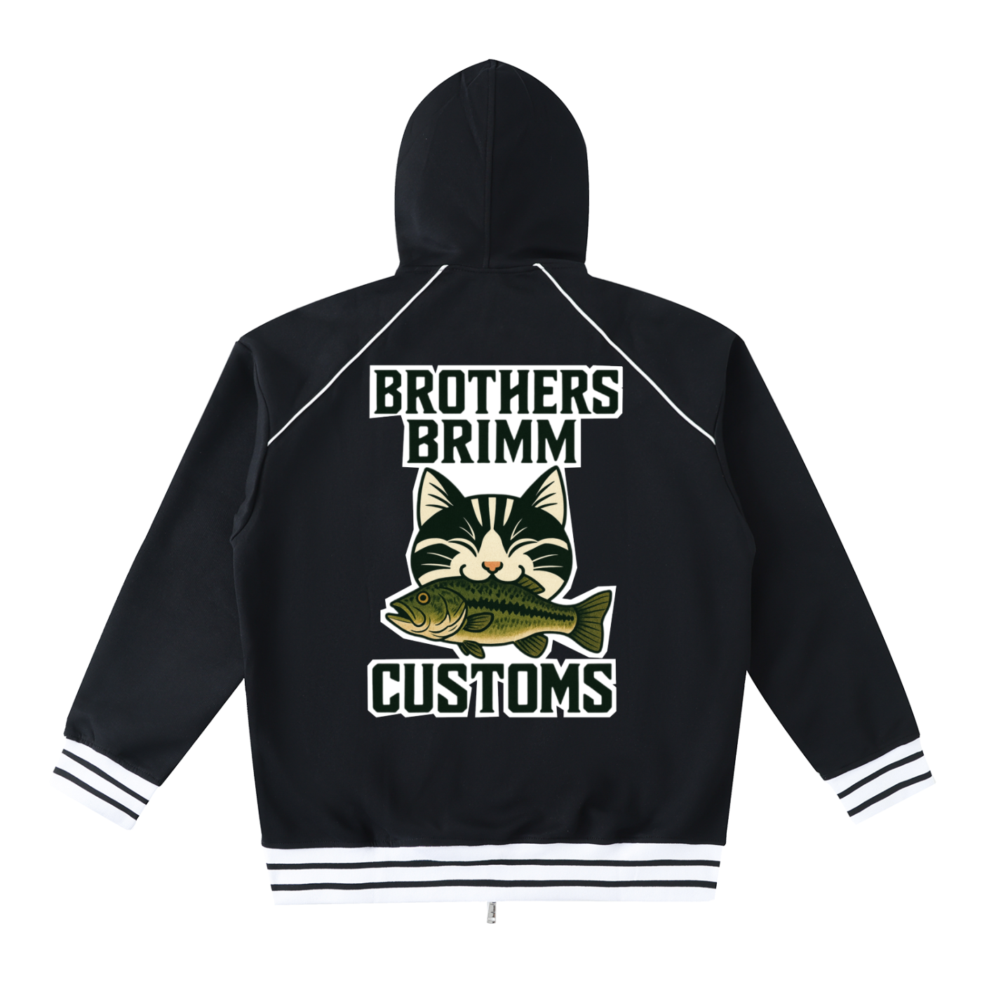 Striped Trim Zip-Up Hoodie