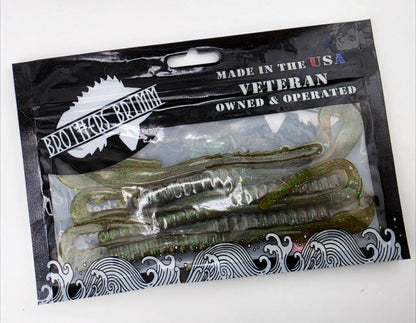 6 in ribbon tail worm- Green pump/ blue gill