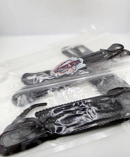 10 in worms- Black/red flake