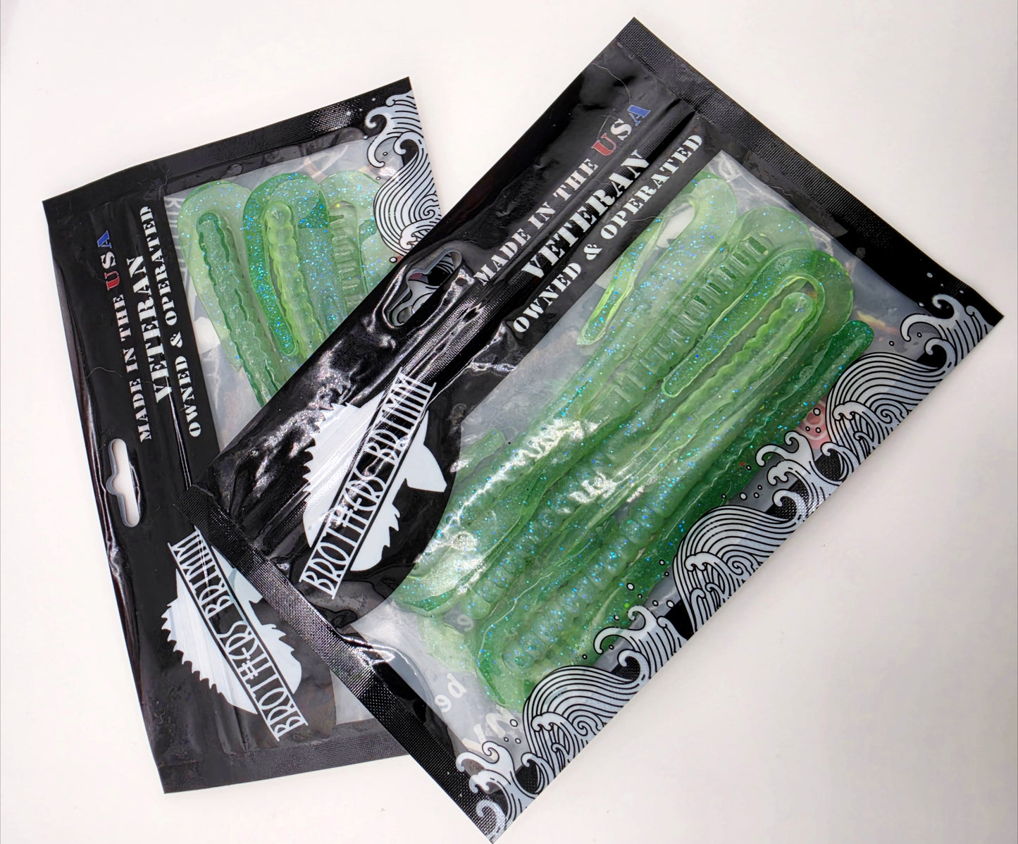 6in ribbion tail worm- shift green