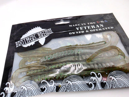 6 in ribbon tail worm- Green pump/ blue gill