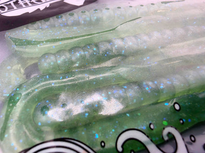 6in ribbion tail worm- shift green